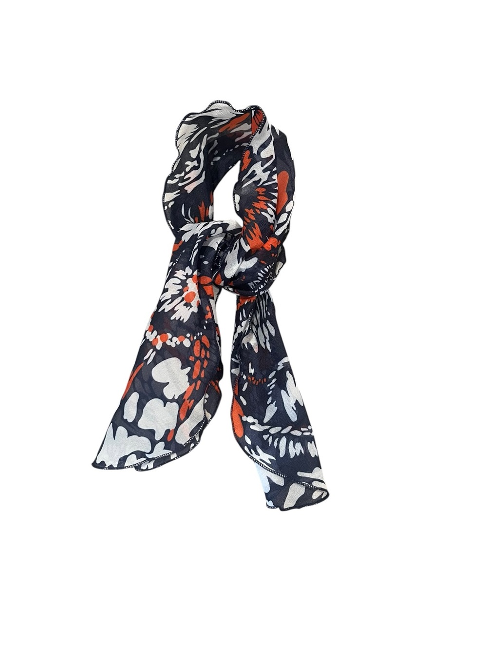 Vintage Abstract Motif Scarf Neck Hair Wrap Purse Blue Red White Made in U.S.A.